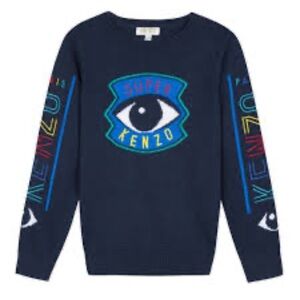 Kenzo Paris Kids Blue Knit Eye Sweater Size 10A